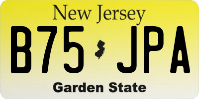 NJ license plate B75JPA