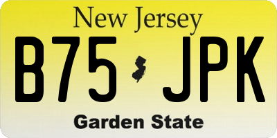 NJ license plate B75JPK