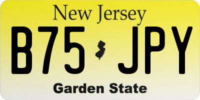 NJ license plate B75JPY