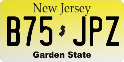 NJ license plate B75JPZ