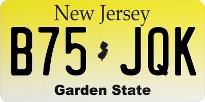 NJ license plate B75JQK