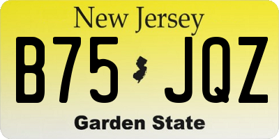 NJ license plate B75JQZ