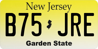 NJ license plate B75JRE
