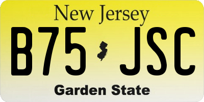 NJ license plate B75JSC