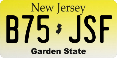 NJ license plate B75JSF