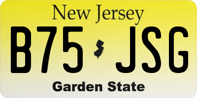 NJ license plate B75JSG