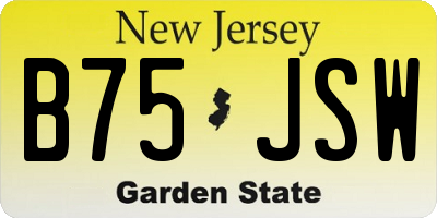 NJ license plate B75JSW