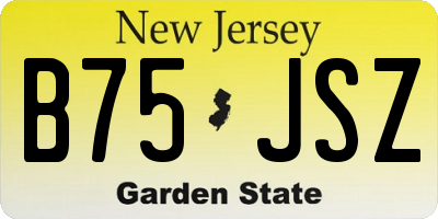 NJ license plate B75JSZ