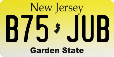 NJ license plate B75JUB