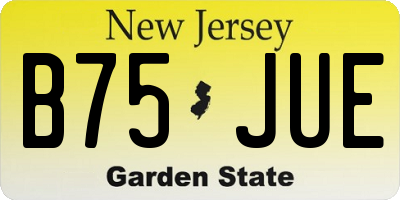 NJ license plate B75JUE