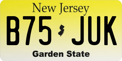 NJ license plate B75JUK