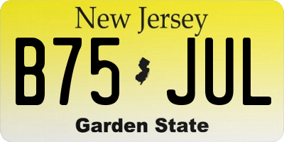 NJ license plate B75JUL