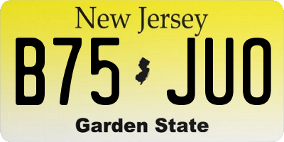 NJ license plate B75JUO