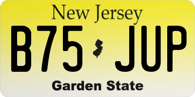 NJ license plate B75JUP