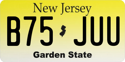 NJ license plate B75JUU