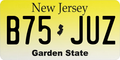 NJ license plate B75JUZ
