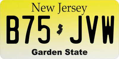 NJ license plate B75JVW