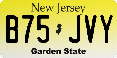 NJ license plate B75JVY