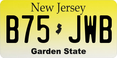 NJ license plate B75JWB