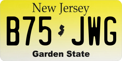 NJ license plate B75JWG