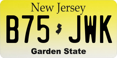 NJ license plate B75JWK