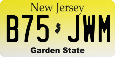 NJ license plate B75JWM