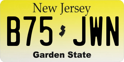 NJ license plate B75JWN