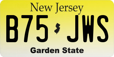 NJ license plate B75JWS