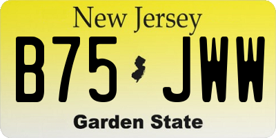 NJ license plate B75JWW