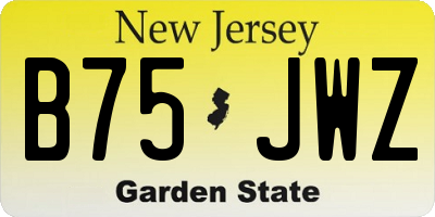 NJ license plate B75JWZ