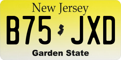 NJ license plate B75JXD