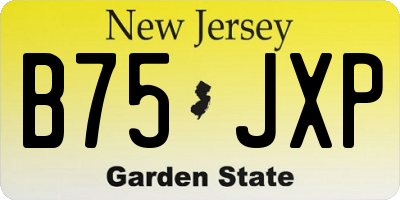 NJ license plate B75JXP