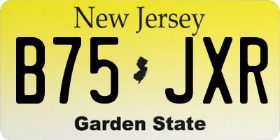 NJ license plate B75JXR
