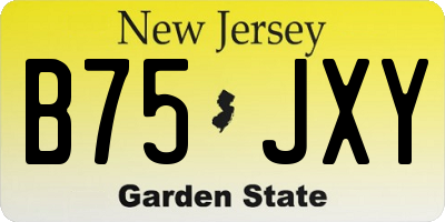 NJ license plate B75JXY