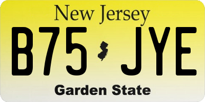 NJ license plate B75JYE