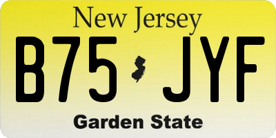 NJ license plate B75JYF