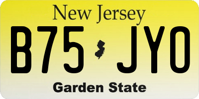 NJ license plate B75JYO