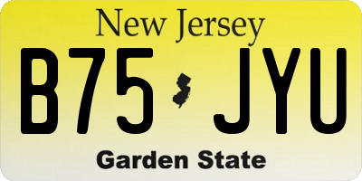NJ license plate B75JYU