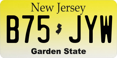 NJ license plate B75JYW