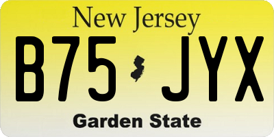 NJ license plate B75JYX