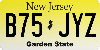 NJ license plate B75JYZ