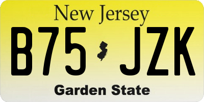 NJ license plate B75JZK