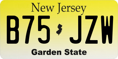 NJ license plate B75JZW