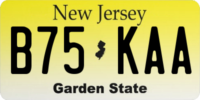 NJ license plate B75KAA