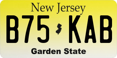 NJ license plate B75KAB
