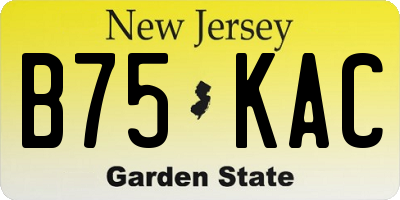 NJ license plate B75KAC