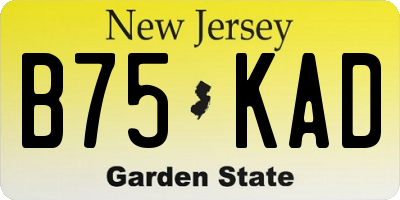 NJ license plate B75KAD