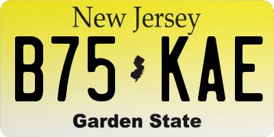 NJ license plate B75KAE