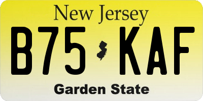 NJ license plate B75KAF