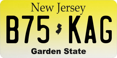 NJ license plate B75KAG